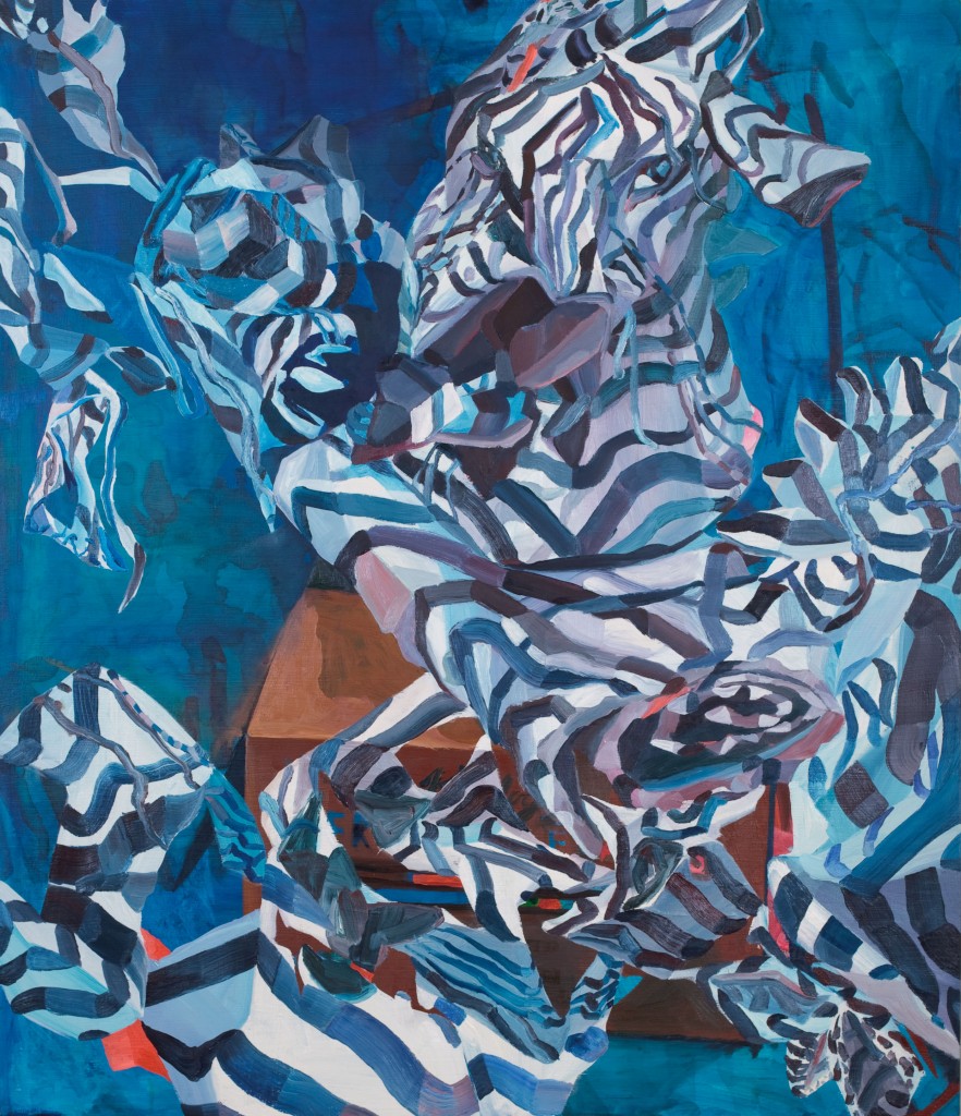 Rachelle Agundes, "Zebra Fell Apart", 2009, oil on canvas, 42 x 36 inches